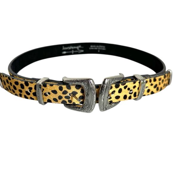 Lovestrength Western Leather Belt Womens Sz S Silver Tone Double Buckle Rodeo main image 13